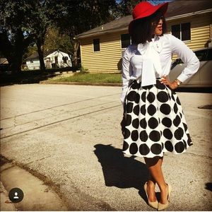 Gracia White/Black Polka Dot Skirt